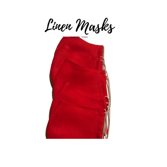 3 Pack of Linen Face Masks, Red, White and Blue. - Picture 2 of 15